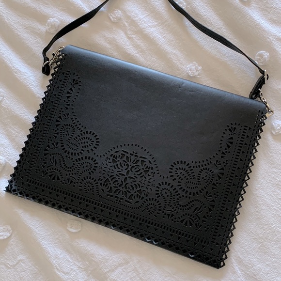 H&M Handbags - H&M Black Laser Cut Envelope Crossbody Clutch Bag